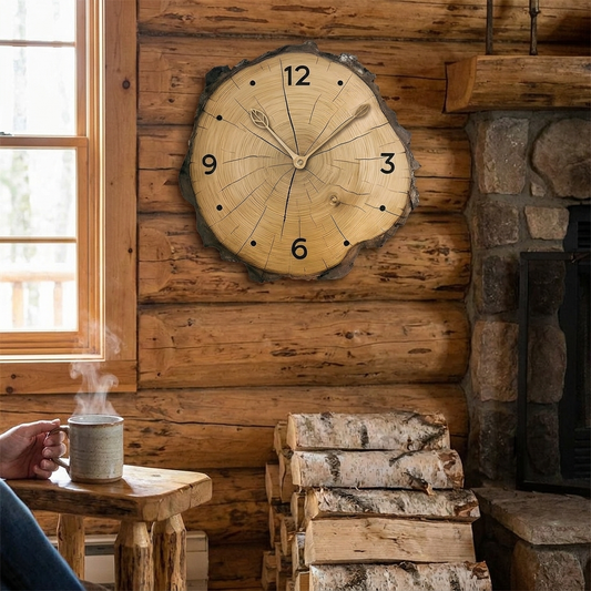 Rustic Wood Slice Wall Clock