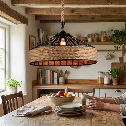 Handcrafted Rustic Hemp Rope Pendant Light