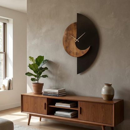 Half-Moon Wooden Wall Clock
