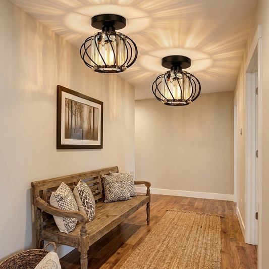 Sleek Modern Industrial Cage Ceiling Light