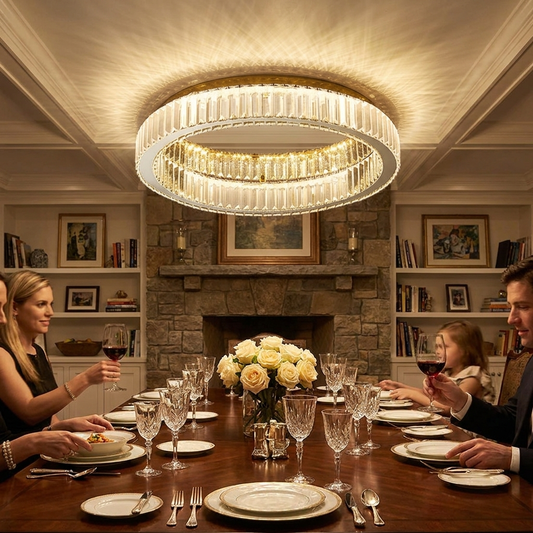 Elegant Round Crystal Ceiling Light Gold