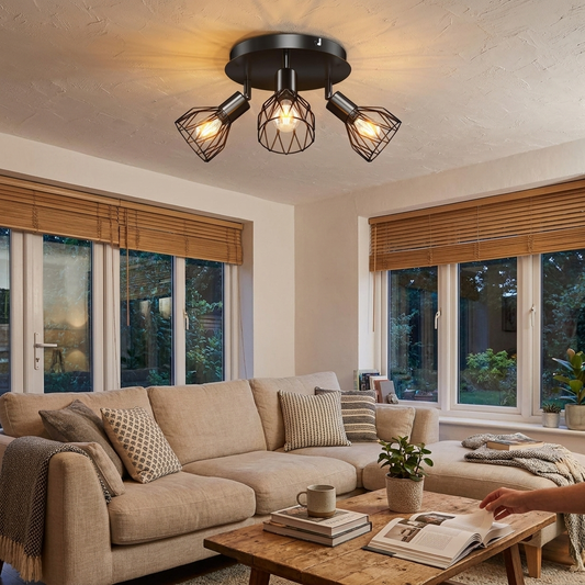 Industrial-Style Adjustable Black Spotlight Ceiling Light