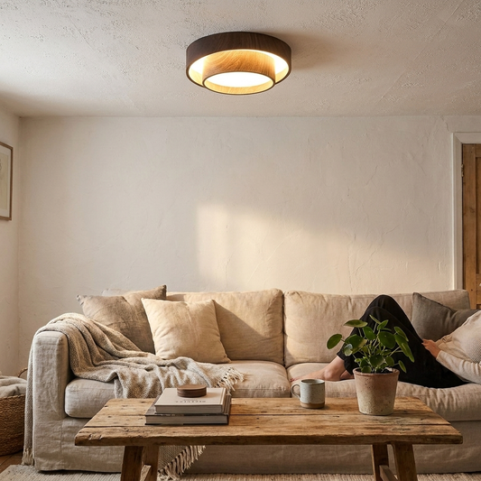 Vaako Walnut Finish LED Ceiling Lamp