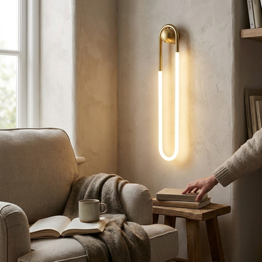 Sleek Modern LED Wall Light Brass and Black
