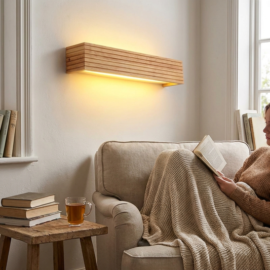 Sleek Wooden LED Wall Lamp