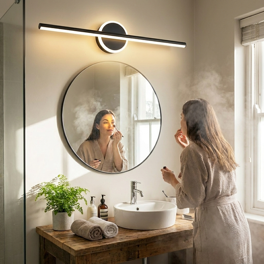 Luxe LED Mirror Wall Light Black and Gold