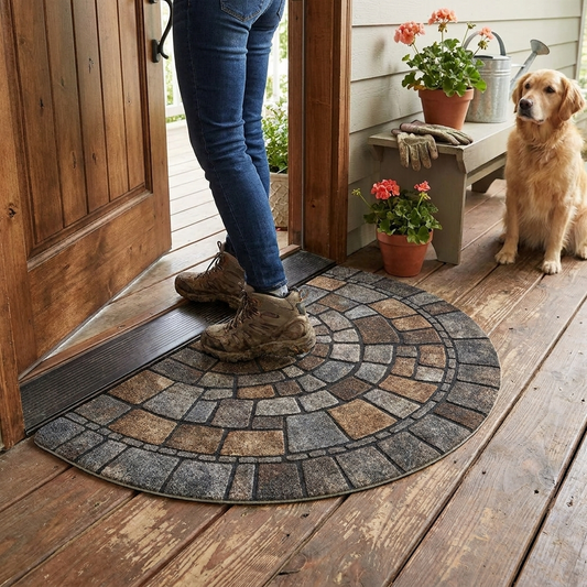 Half-Circle Mosaic Door Mat