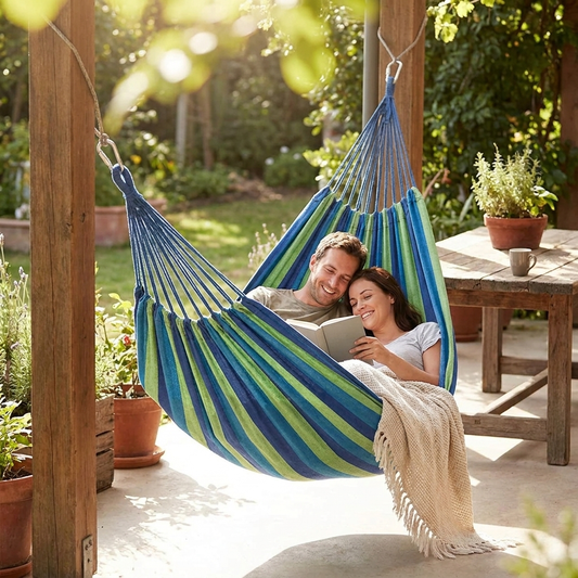 Striped Canvas Double Hammock
