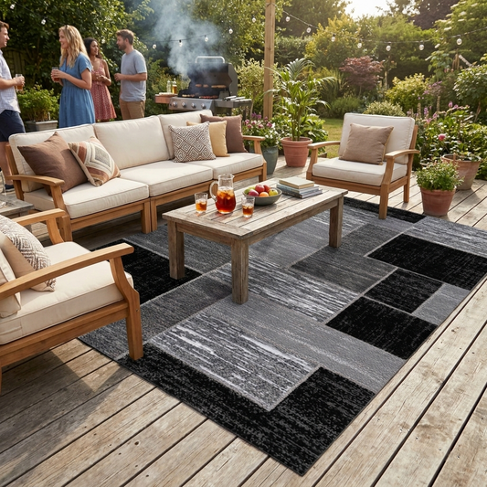 Coastal Grid Outdoor Rug