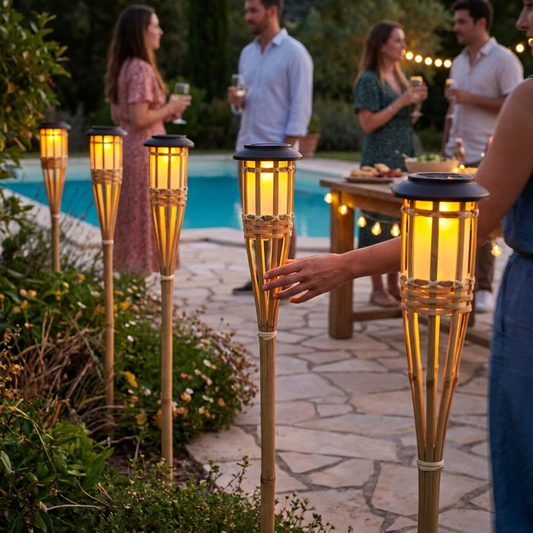 Bamboo Solar Flame Lanterns