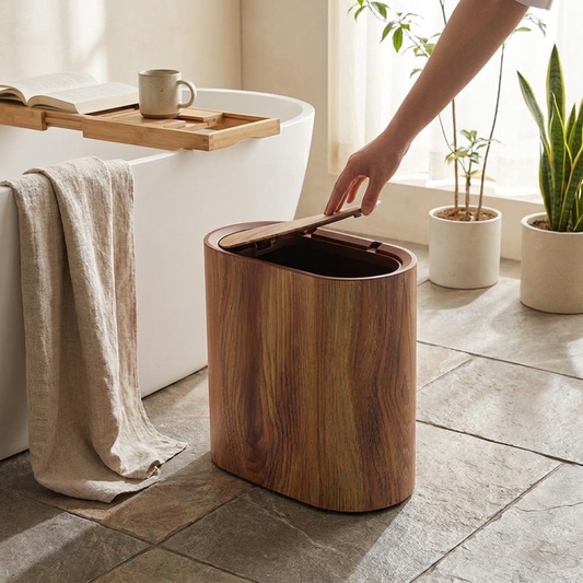 Marble-Pattern Trash Can