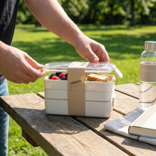 EcoStack 3-Tier Wheat Straw Bento Lunch Box