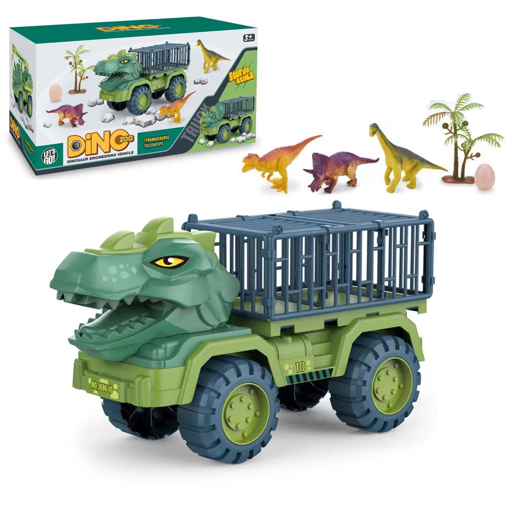 Dinosaur Toy Truck Playset with Cage and Figure Set
