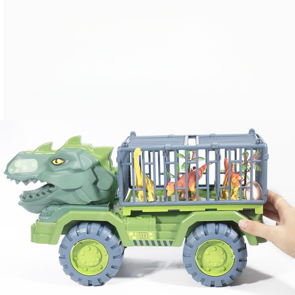 Dinosaur Toy Truck Playset with Cage and Figure Set