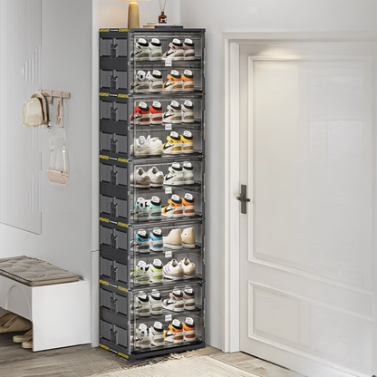 8-Tier Stackable Shoe Storage Organizer with Clear Bins