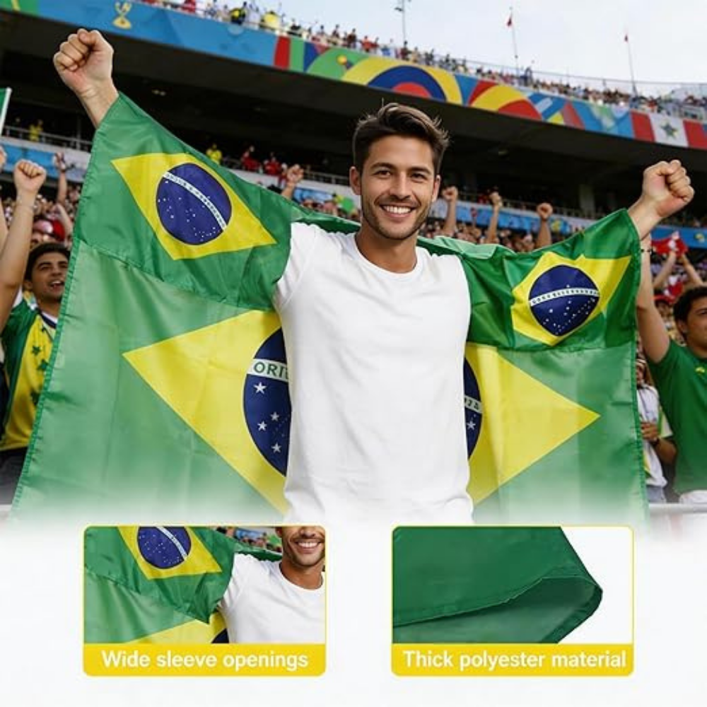Brazil Flag Soccer Fan Kit – Cape, Scarf & Horn Party Set