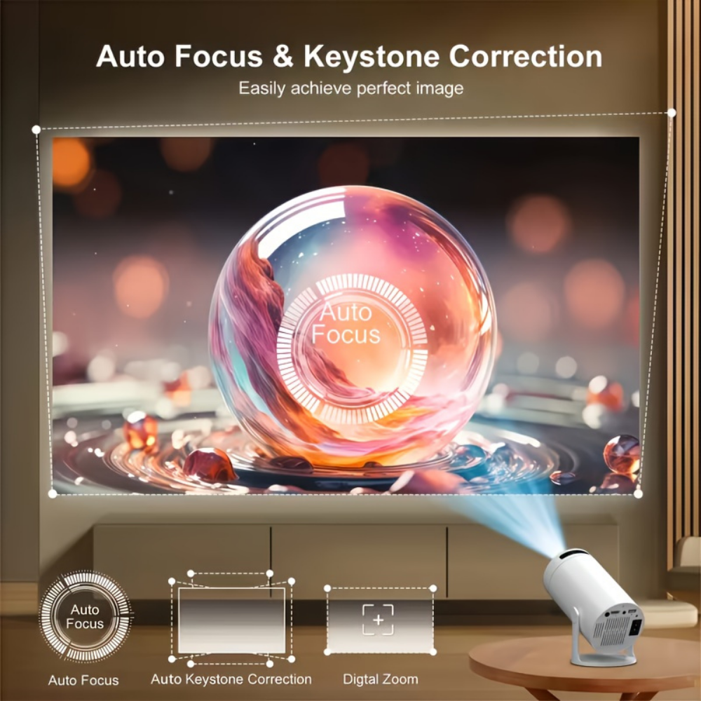 Compact 1080P Portable Projector — Wireless Streaming, 180° Rotation