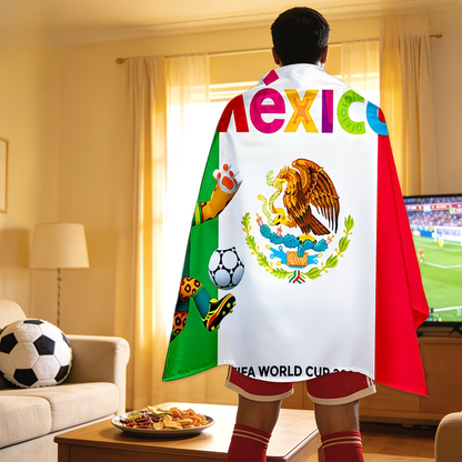 Flag Banner Soccer Fan Cape - Mexico World Cup Style, Large