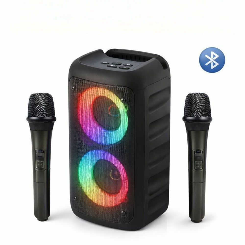 All-in-One Portable Wireless Karaoke System with Built-in Speaker and Microphones