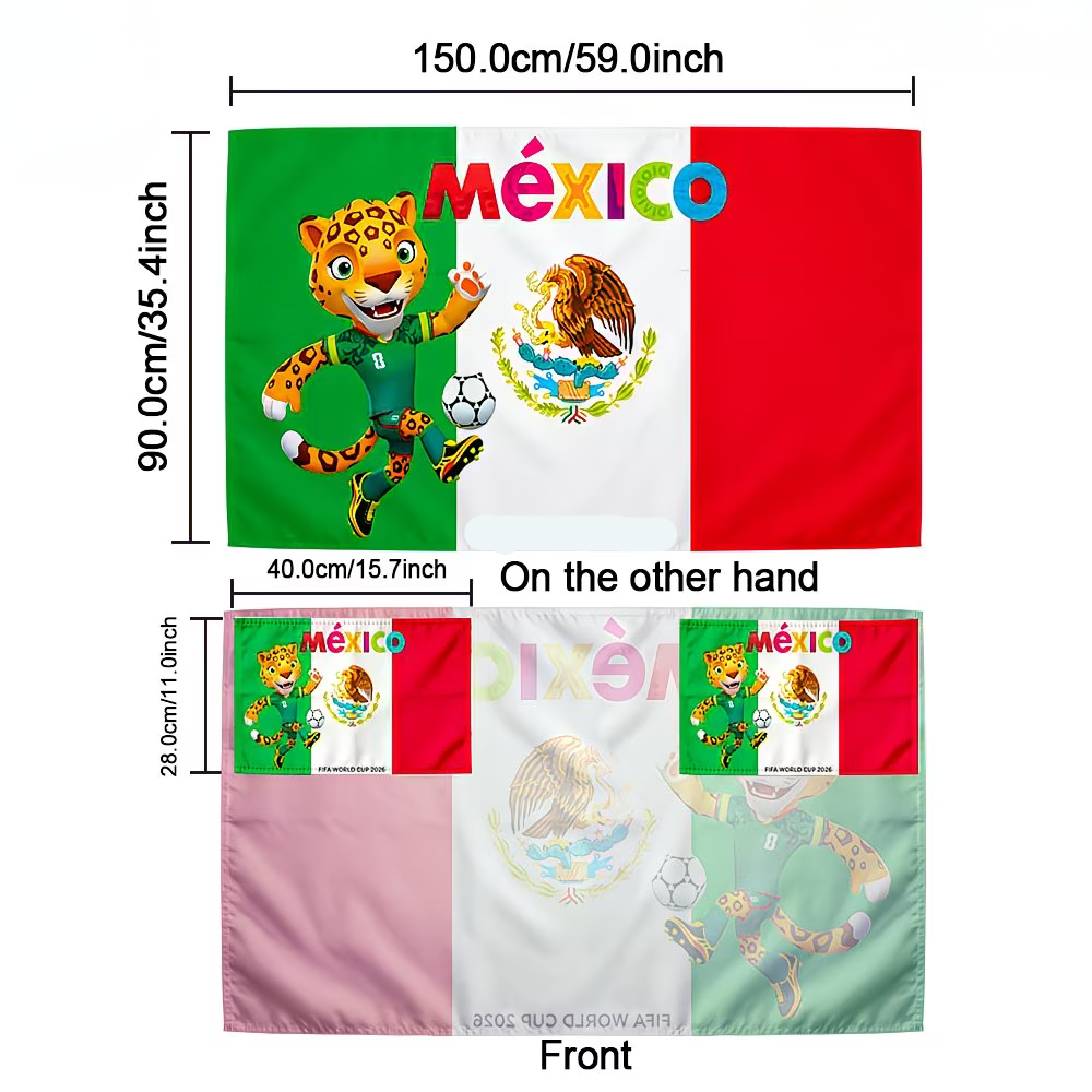 Flag Banner Soccer Fan Cape - Mexico World Cup Style, Large