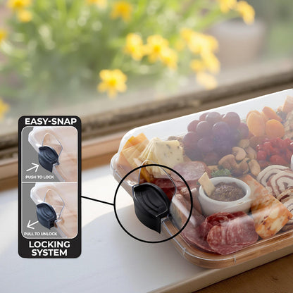 Bamboo Charcuterie Cutting Board with Locking Lid – Stylish Serving Tray