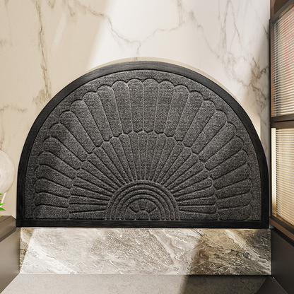 Non-Slip Rubber Semi-Circular Door Mat for Entryways
