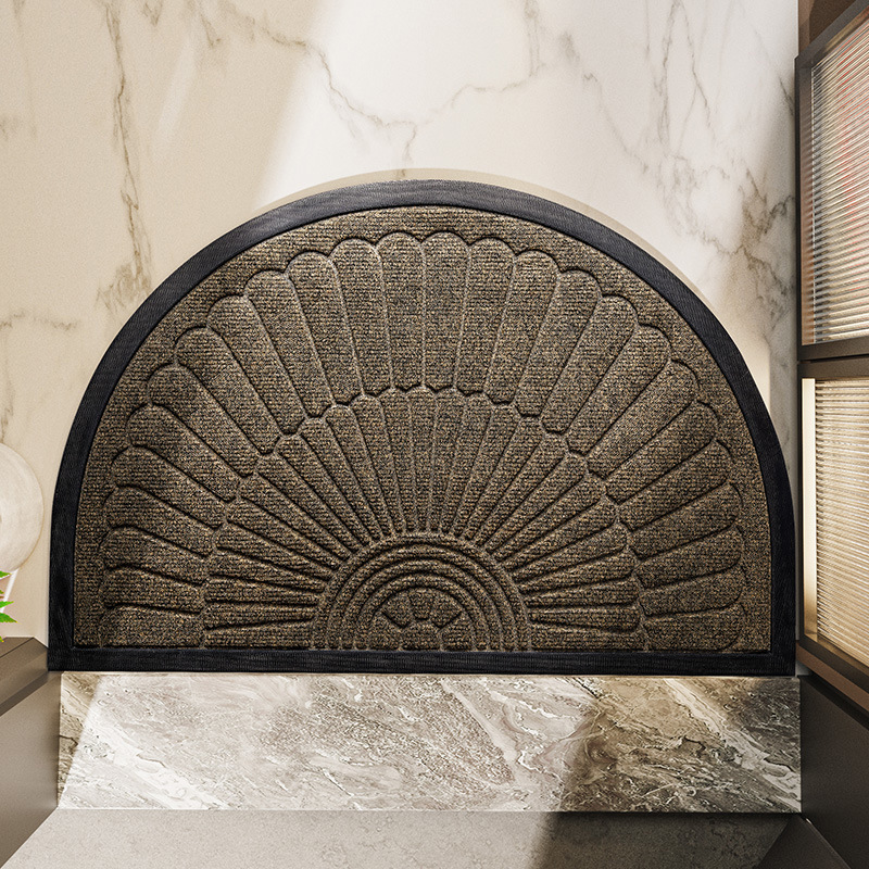 Non-Slip Rubber Semi-Circular Door Mat for Entryways