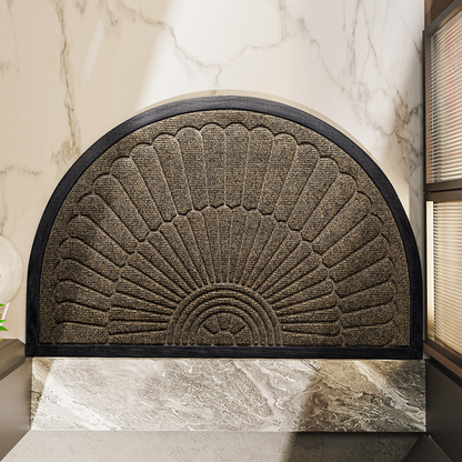 Non-Slip Rubber Semi-Circular Door Mat for Entryways