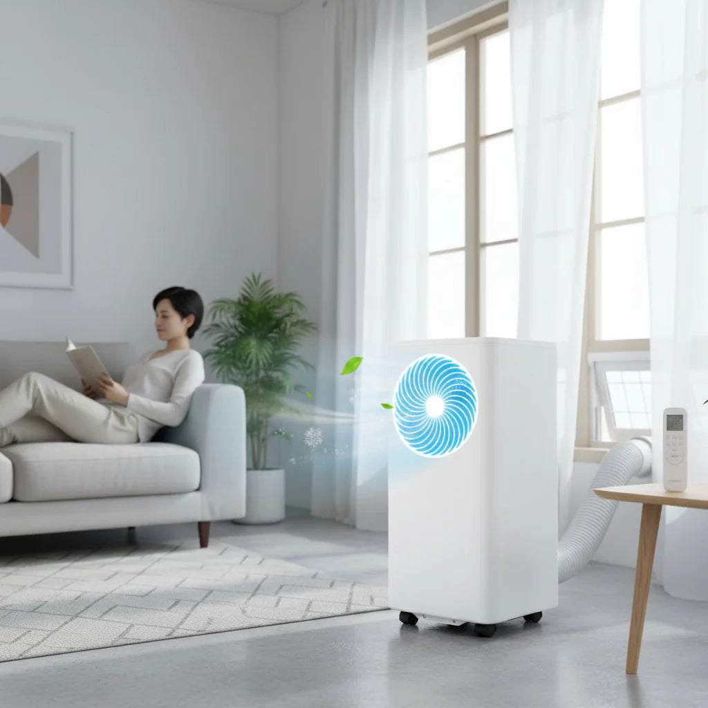 Energy-Efficient Portable Air Conditioner in White with Sleep Mode