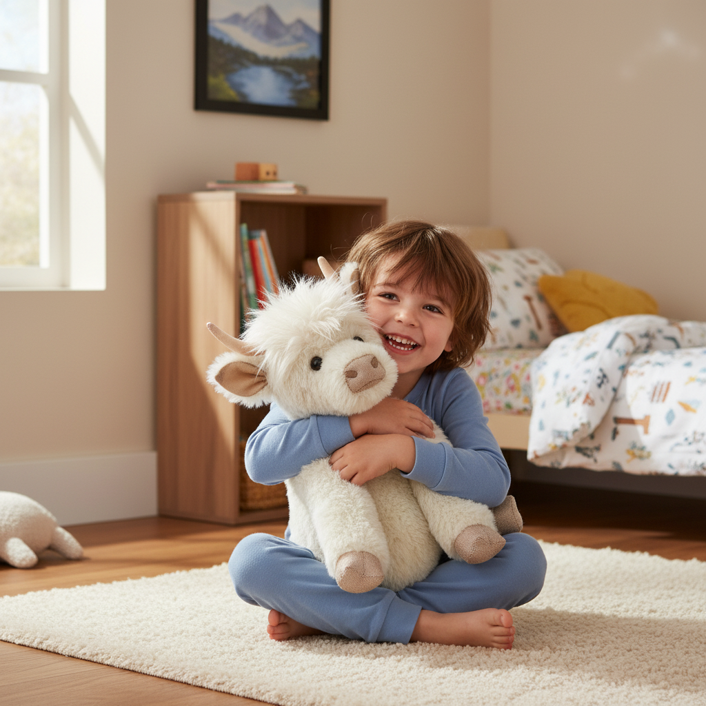 Handmade Soft Highland Cow Plush Toy — Adorable Cuddly Plush for Kids