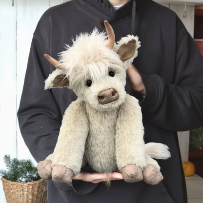 Handmade Soft Highland Cow Plush Toy — Adorable Cuddly Plush for Kids