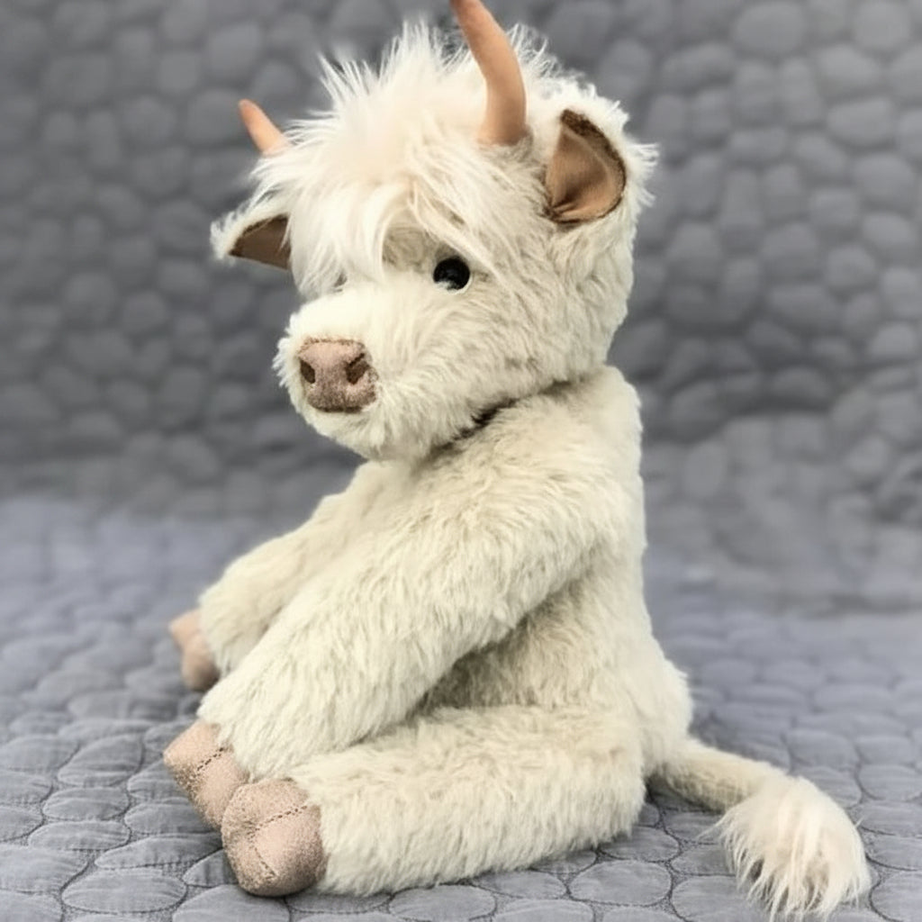 Handmade Soft Highland Cow Plush Toy — Adorable Cuddly Plush for Kids