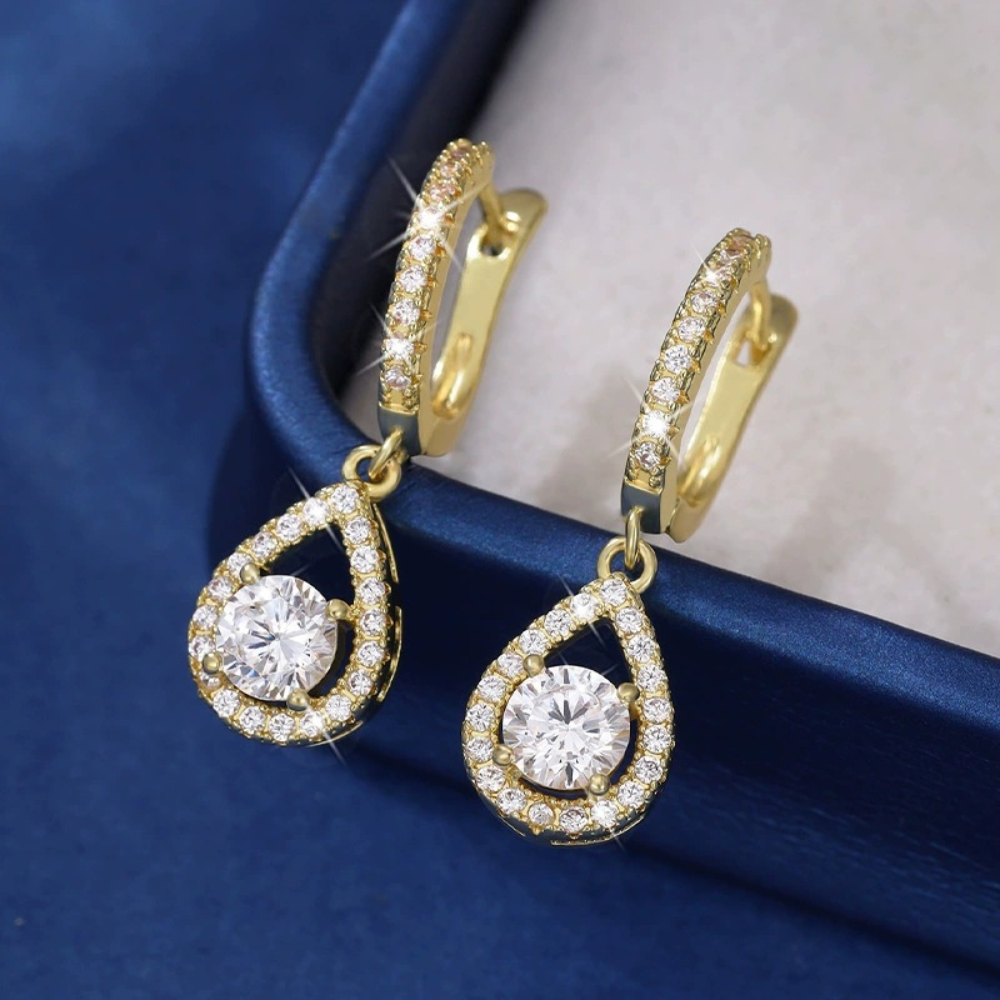 Dangle & Hoop Teardrop Zircon Earrings – A Charming Mother's Day Gift