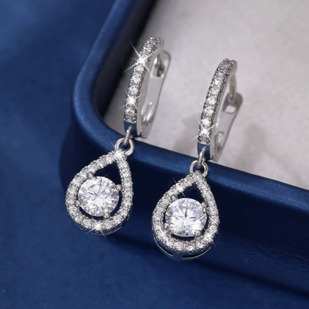 Dangle & Hoop Teardrop Zircon Earrings – A Charming Mother's Day Gift