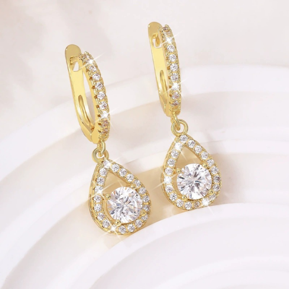 Dangle & Hoop Teardrop Zircon Earrings – A Charming Mother's Day Gift