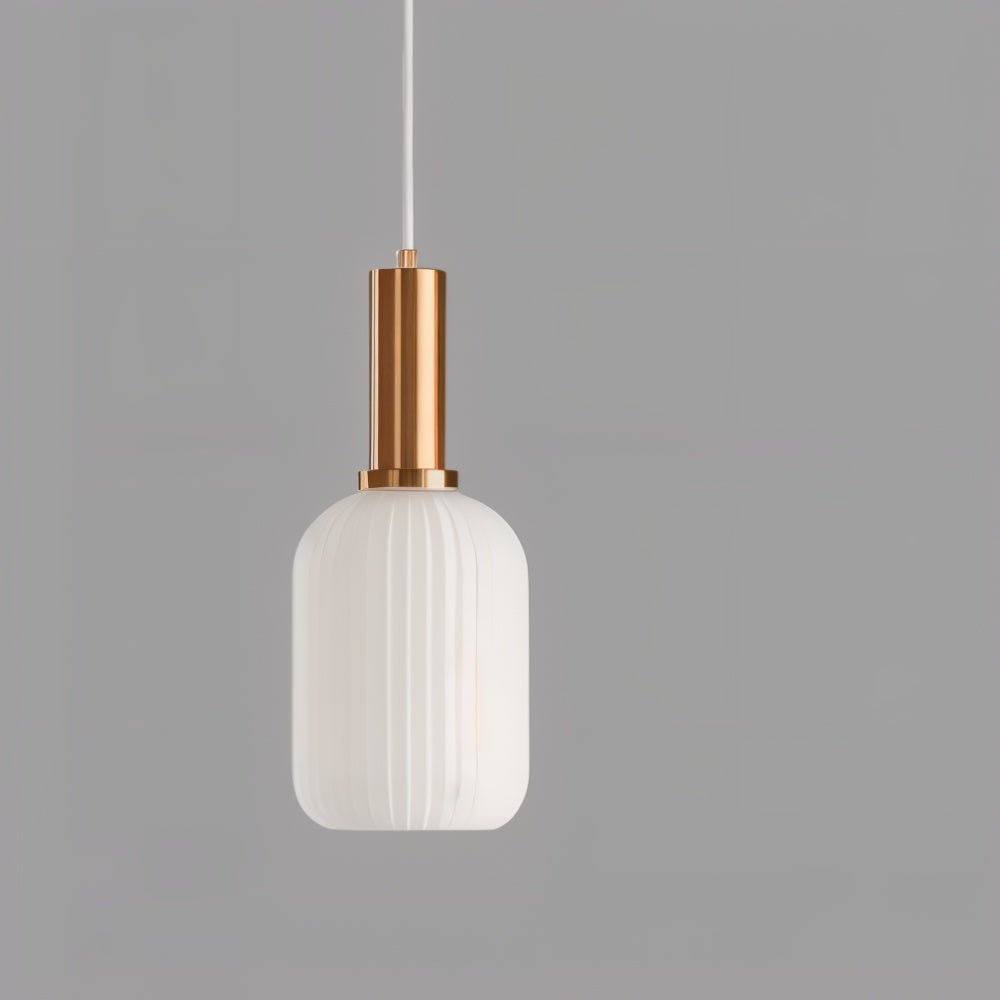 Ribbed Glass Pendant Light — Timeless Vintage Luxury with Brass Accents