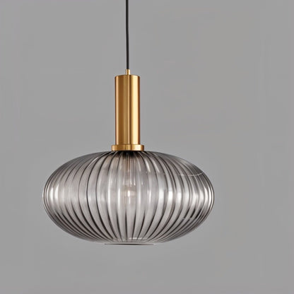 Ribbed Glass Pendant Light — Timeless Vintage Luxury with Brass Accents