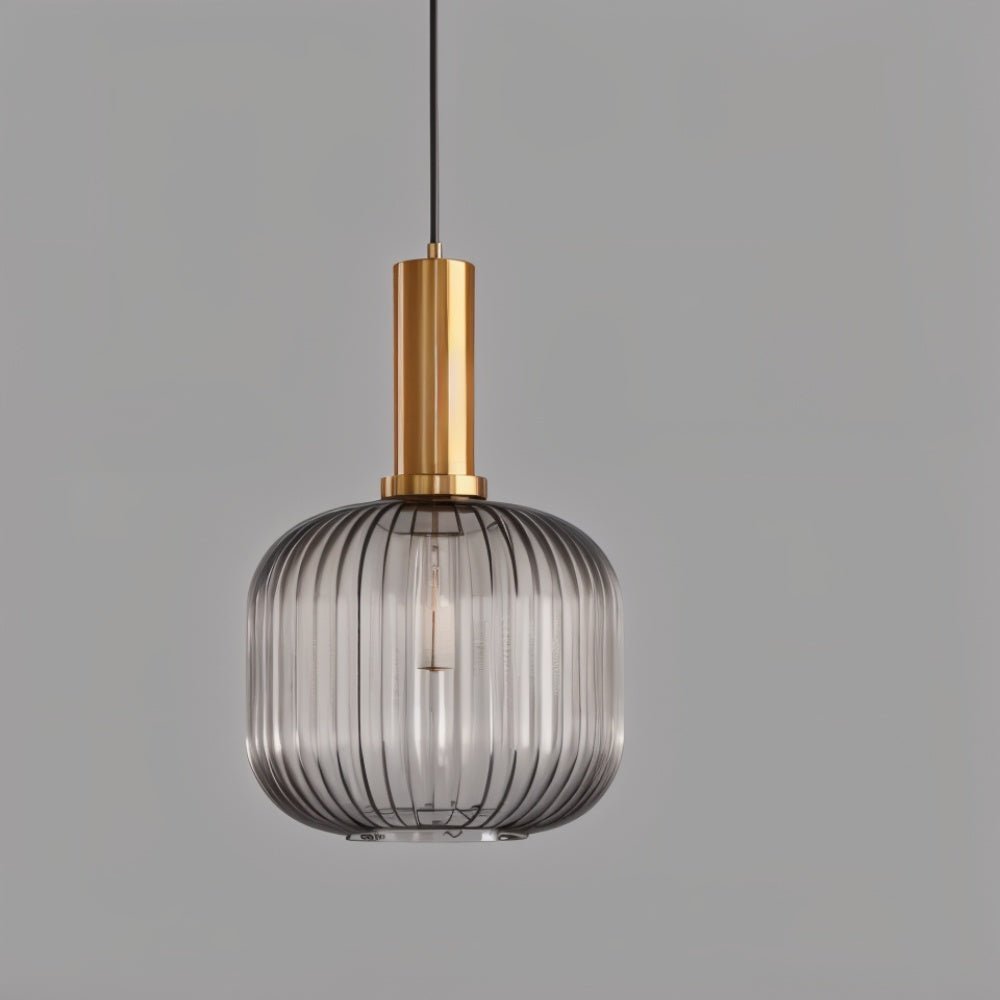 Ribbed Glass Pendant Light — Timeless Vintage Luxury with Brass Accents