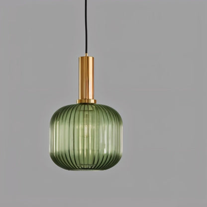 Ribbed Glass Pendant Light — Timeless Vintage Luxury with Brass Accents