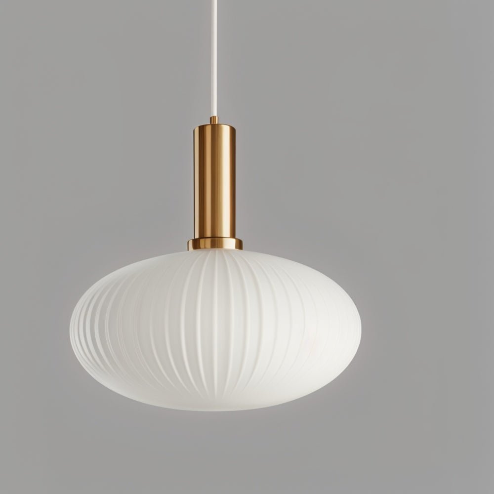 Ribbed Glass Pendant Light — Timeless Vintage Luxury with Brass Accents