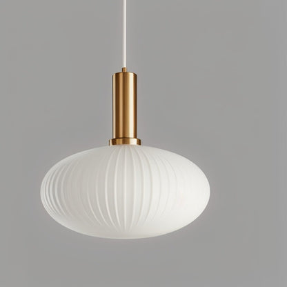 Ribbed Glass Pendant Light — Timeless Vintage Luxury with Brass Accents