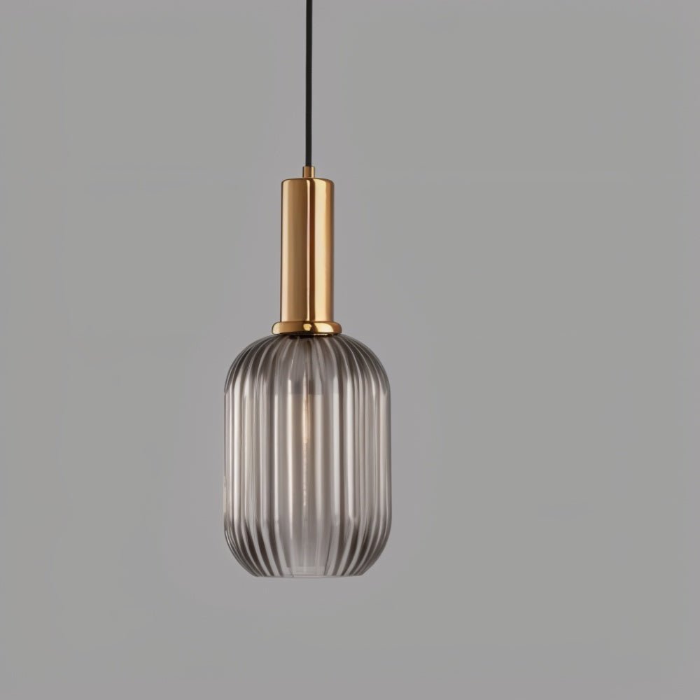 Ribbed Glass Pendant Light — Timeless Vintage Luxury with Brass Accents