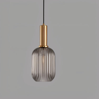 Ribbed Glass Pendant Light — Timeless Vintage Luxury with Brass Accents