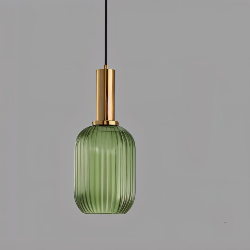 Ribbed Glass Pendant Light — Timeless Vintage Luxury with Brass Accents