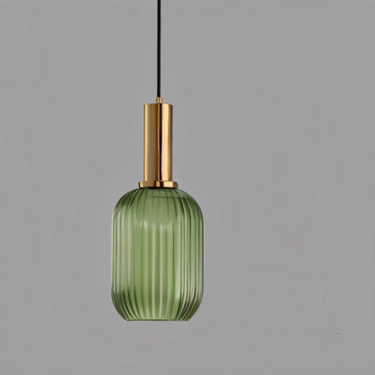 Ribbed Glass Pendant Light — Timeless Vintage Luxury with Brass Accents