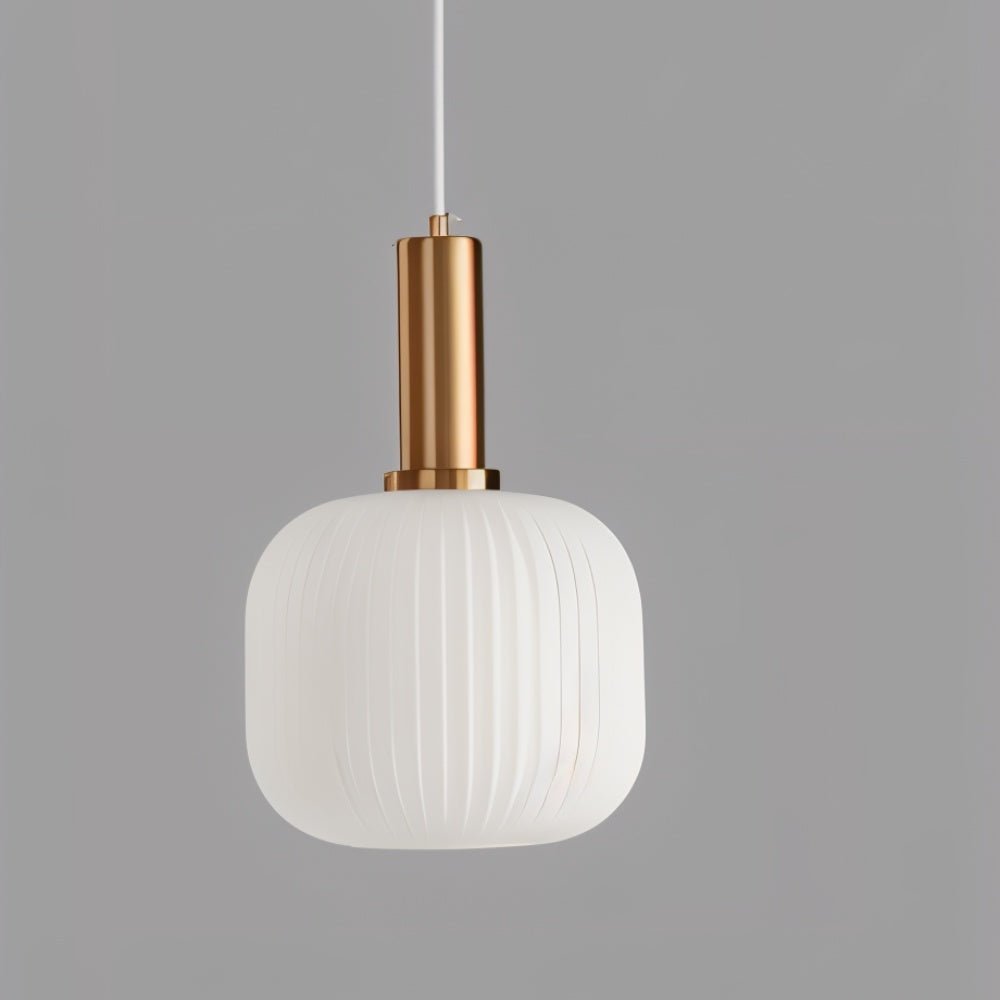 Ribbed Glass Pendant Light — Timeless Vintage Luxury with Brass Accents