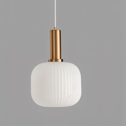 Ribbed Glass Pendant Light — Timeless Vintage Luxury with Brass Accents