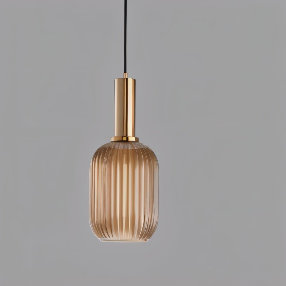Ribbed Glass Pendant Light — Timeless Vintage Luxury with Brass Accents