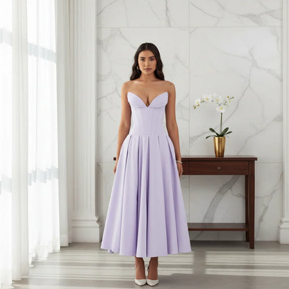 Chic Deep V-Neck Summer Dress - Casual, Flowy Midi Silhouette