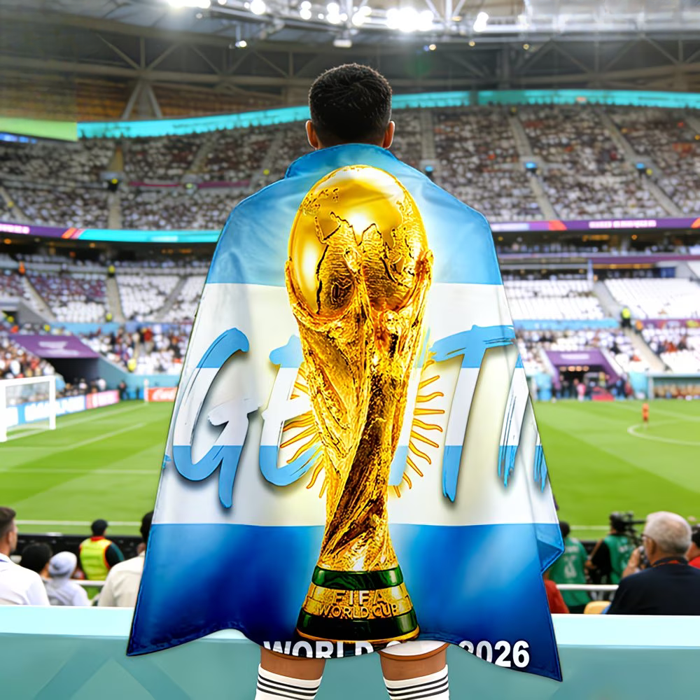 Argentina World Cup Flag Banner Fan Cape for Soccer Fans